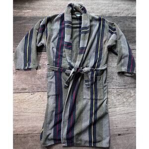Carrara Bathrobe Unisex XL Multicolor Stripe Terry Cotton Knit Pockets Vtg